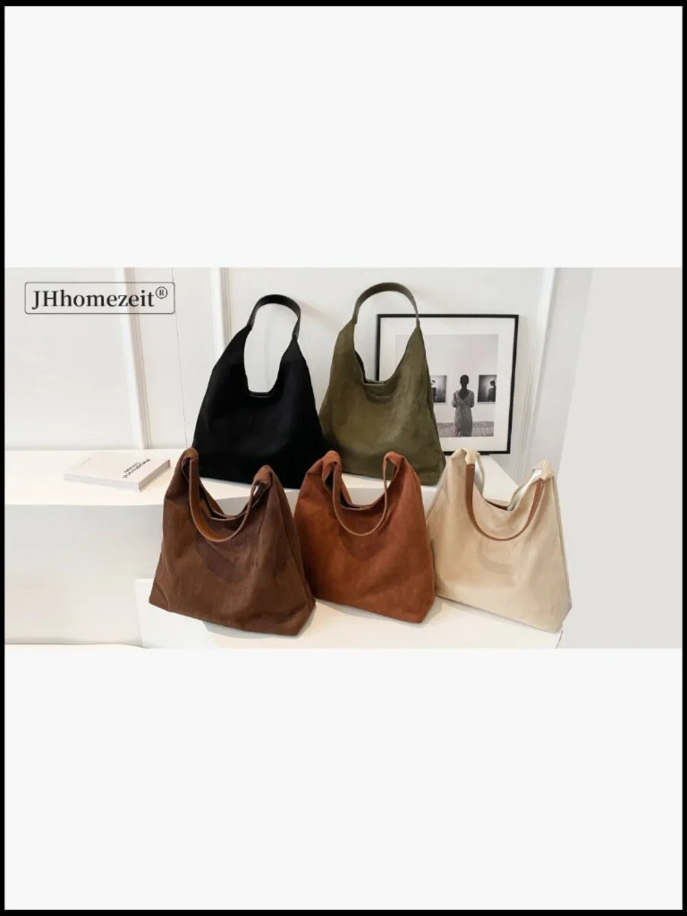 Slouchy Hobo Bag Faux Suede Tote Shoulder Handbag Retro Roomy
